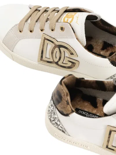 Dolce & Gabbana Logo-appliqué Animal-print Sneakers In Multi