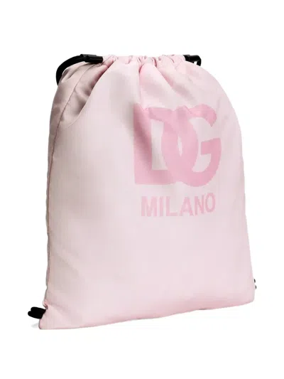 Dolce & Gabbana Logo Drawstring Backpack In Pink