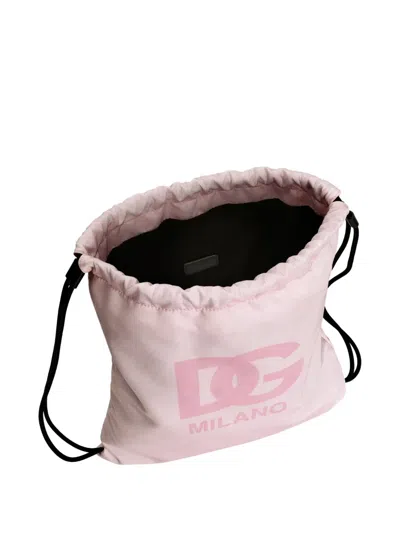 Dolce & Gabbana Logo Drawstring Backpack In Pink