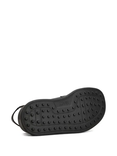 Tod's Leather Sandals With Double Strap And Maxi Buckle In Black