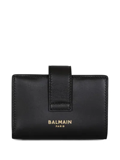 Balmain Padlock Leather Wallet In Black