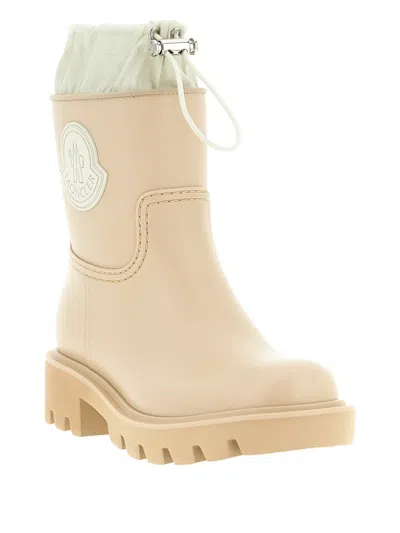 Moncler Kickstream Drawstring Logo-patch Rain Boots In Neutral