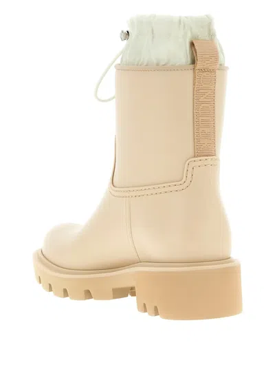 Moncler Kickstream Drawstring Logo-patch Rain Boots In Neutral