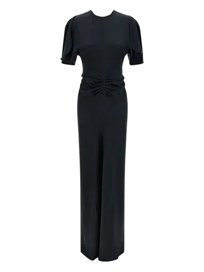 Victoria Beckham Gathered-waist Maxi Dress In Black