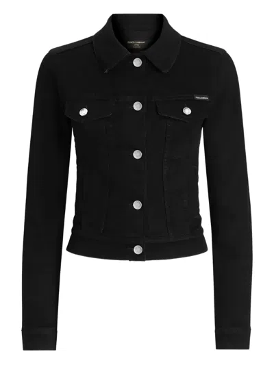 Dolce & Gabbana Buttoned Denim Jacket In Black