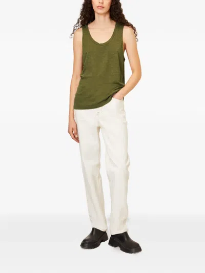 American Vintage U-neck Tank Top In Green