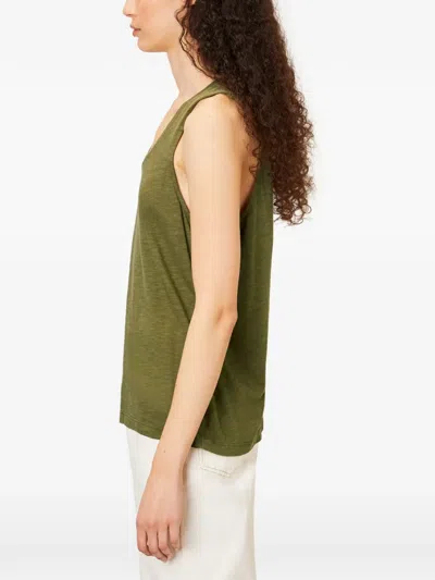 American Vintage U-neck Tank Top In Green