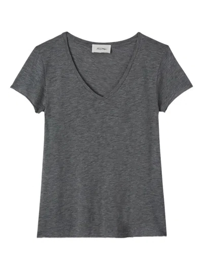 American Vintage Short-sleeve V-neck T-shirt In Gray