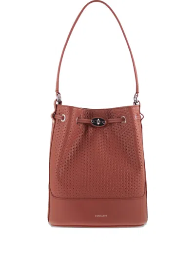 Zanellato Monda' Perforated Handle Bucket Bag In Brown