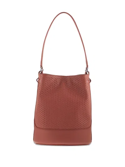 Zanellato Monda' Perforated Handle Bucket Bag In Brown