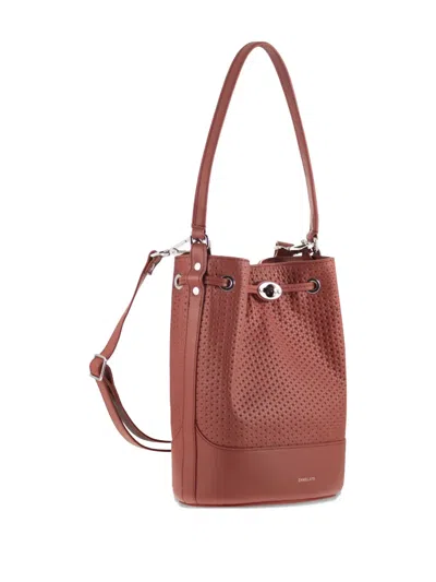Zanellato Monda' Perforated Handle Bucket Bag In Brown