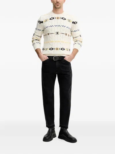 Benetton Cable-knit Pattern Sweater In Neutral