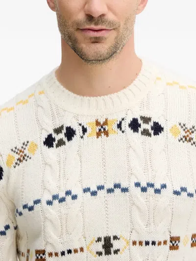 Benetton Cable-knit Pattern Sweater In Neutral