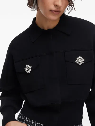 Liu •jo Bejewelled Button Knit Jacket In Black