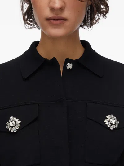 Liu •jo Bejewelled Button Knit Jacket In Black