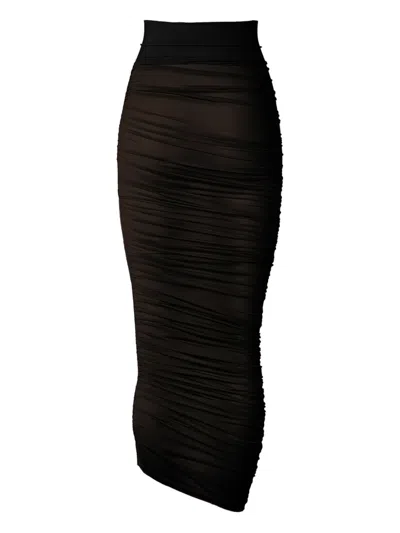 Wolford Sheer Drape Skirt In Black
