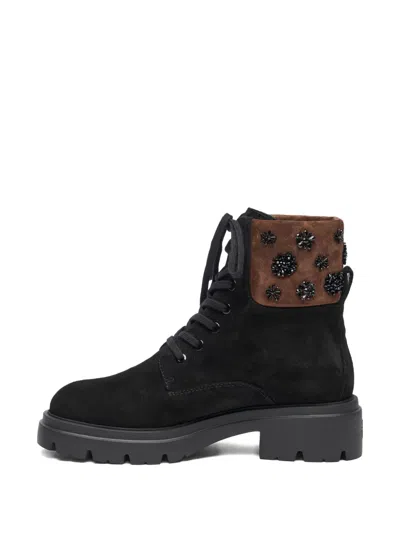 Stuart Weitzman Hudson Lace-up Bootie In Black