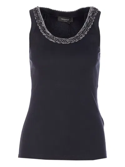 Fabiana Filippi Top Embellished Neckline Sleeveless Design Style In Black