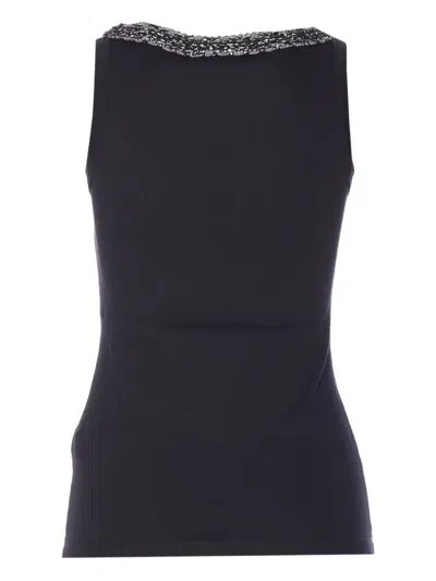 Fabiana Filippi Top Embellished Neckline Sleeveless Design Style In Black