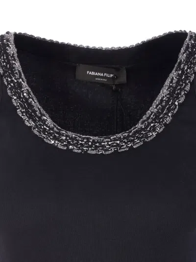 Fabiana Filippi Top Embellished Neckline Sleeveless Design Style In Black