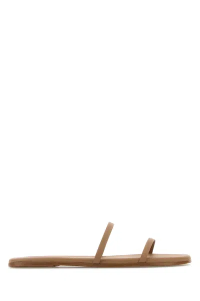 Tkees Skin Pink Leather Gemma Slippers In Brown