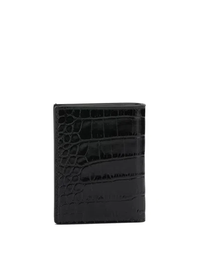 Tom Ford "exotic Line" Folding Card Holder In Black
