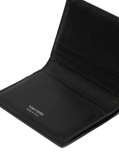 Tom Ford "exotic Line" Folding Card Holder In Black
