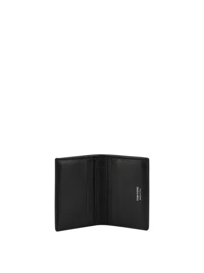 Tom Ford "exotic Line" Folding Card Holder In Black
