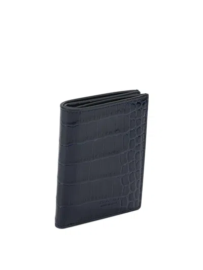Tom Ford "exotic Line" Folding Card Holder In Blue