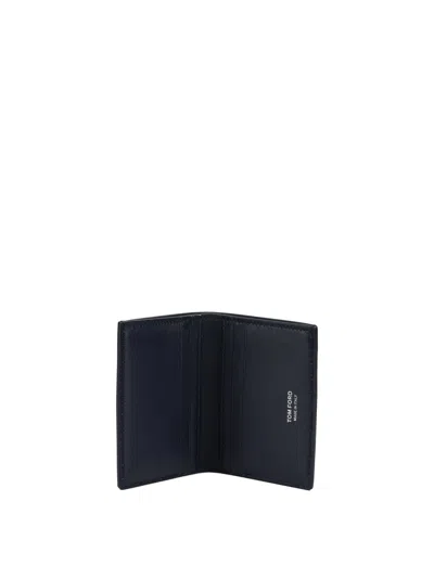 Tom Ford "exotic Line" Folding Card Holder In Blue