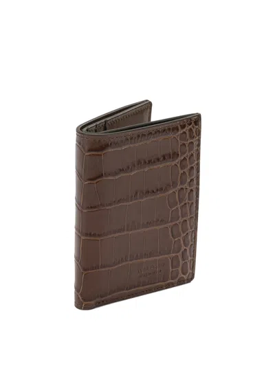 Tom Ford "exotic Line" Folding Card Holder In Brown