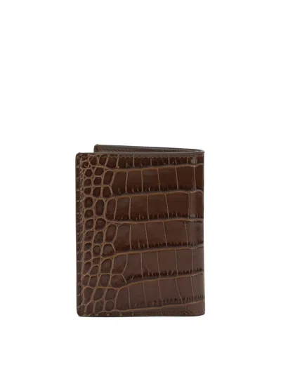 Tom Ford "exotic Line" Folding Card Holder In Brown