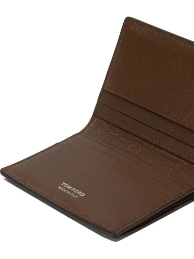 Tom Ford "exotic Line" Folding Card Holder In Brown
