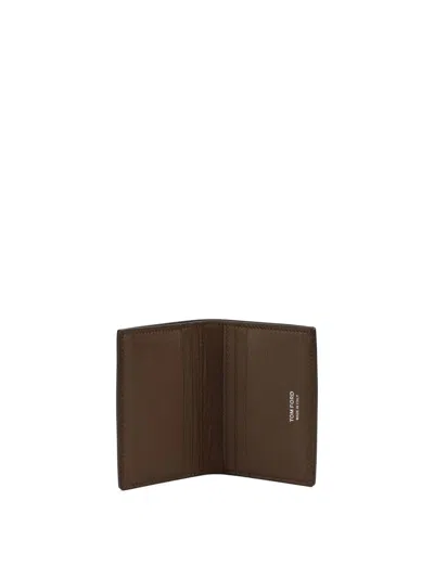 Tom Ford "exotic Line" Folding Card Holder In Brown