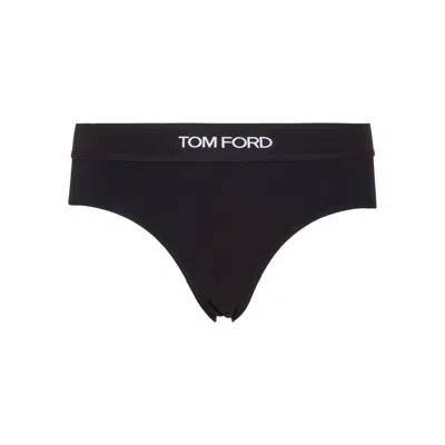 Tom Ford Black Modal Slip With Logo In Black