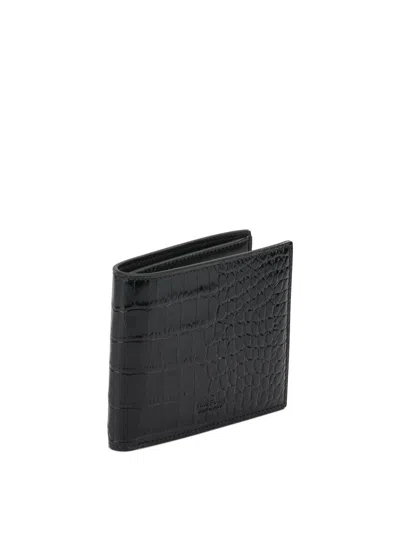 Tom Ford Crocodile Print Leather Wallet In Black