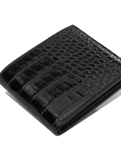 Tom Ford Crocodile Print Leather Wallet In Black