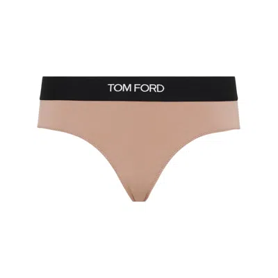 Tom Ford Dusty Rose Modal Slip With Logo In Neutral