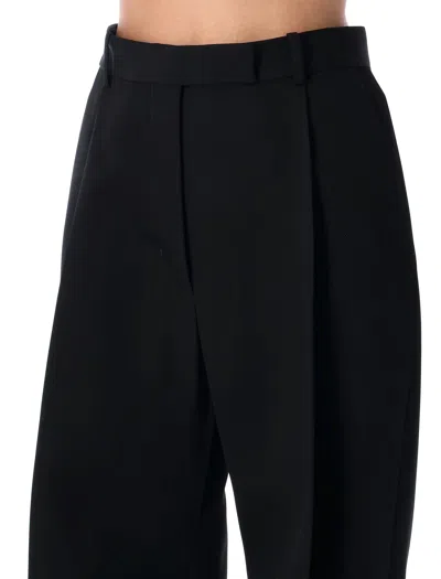 Tom Ford Tailored Wool Wide Leg Trousers In Black