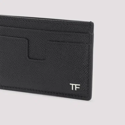 Tom Ford Small Grain Leather Card Holder In Black