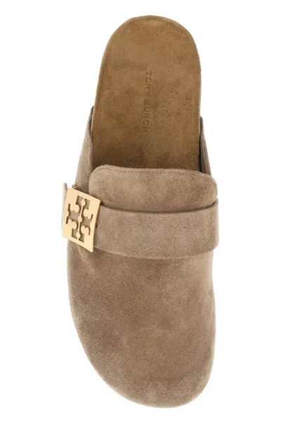 Tory Burch Mellow Suede Leather Slippers In Brown