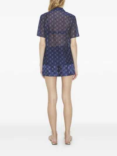 Tory Burch Printed Silk Blend Shorts In Blue