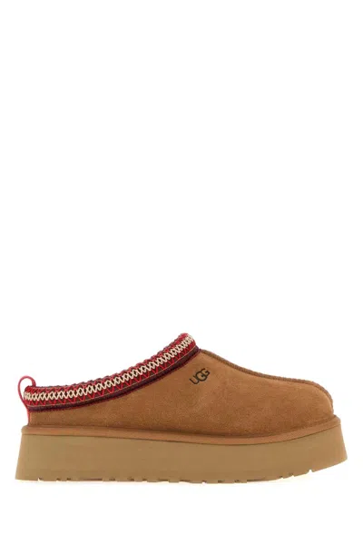 Ugg Tasman Beige Plaited Hem Mules In Suede Woman In Brown