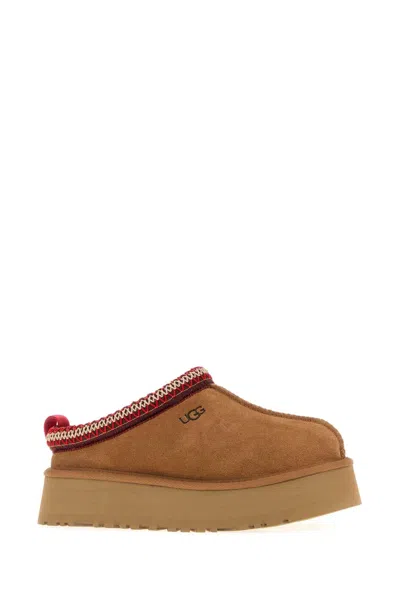 Ugg Tasman Beige Plaited Hem Mules In Suede Woman In Brown