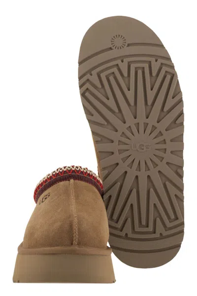 Ugg Tasman Beige Plaited Hem Mules In Suede Woman In Brown