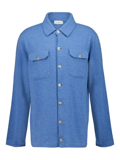 Piacenza Cashmere Chest-pockets Buttoned Shirt In Blue