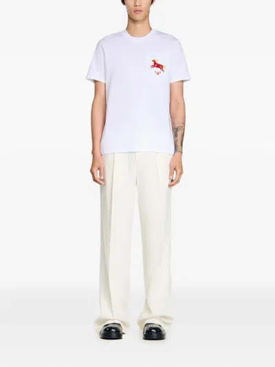 Sandro Embroidered Chest-pocket T-shirt In White