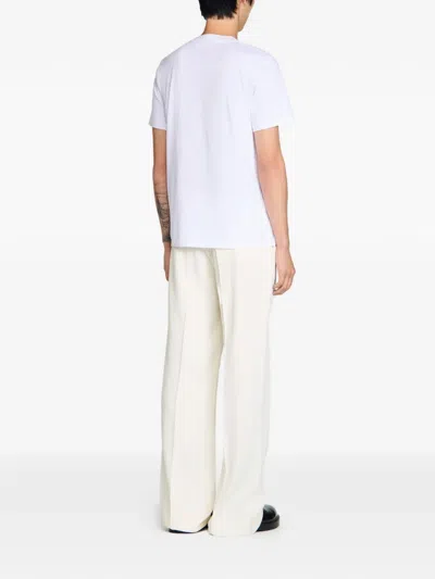 Sandro Embroidered Chest-pocket T-shirt In White