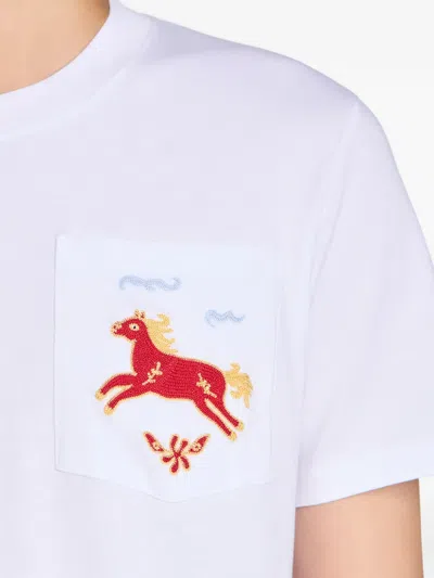 Sandro Embroidered Chest-pocket T-shirt In White