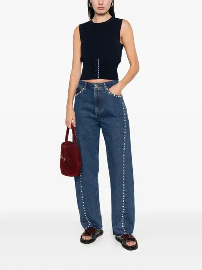 Sandro Button-detail Top In Blue